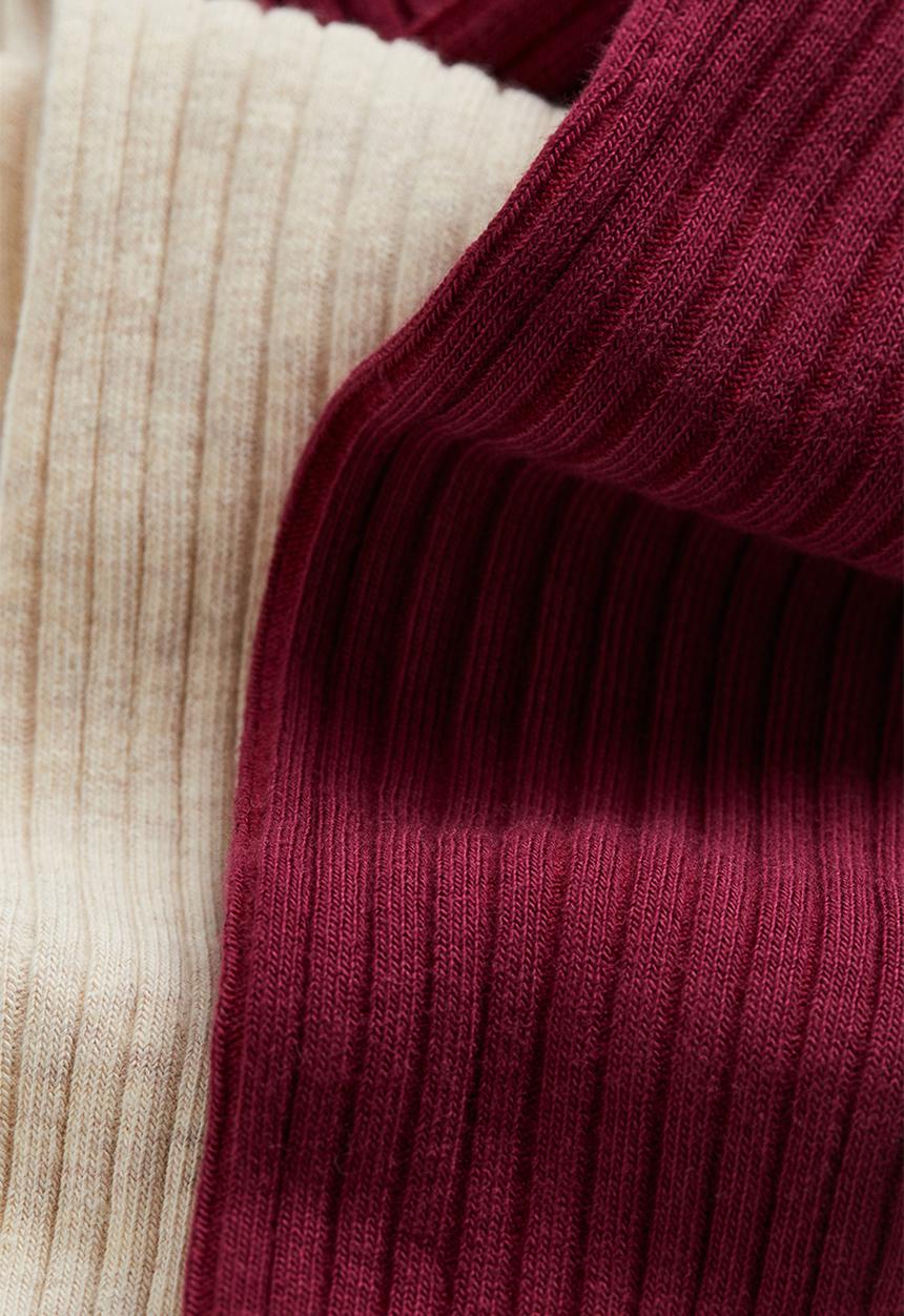 H&M - 2-Pack fine-knit tights - dark red/natural white 