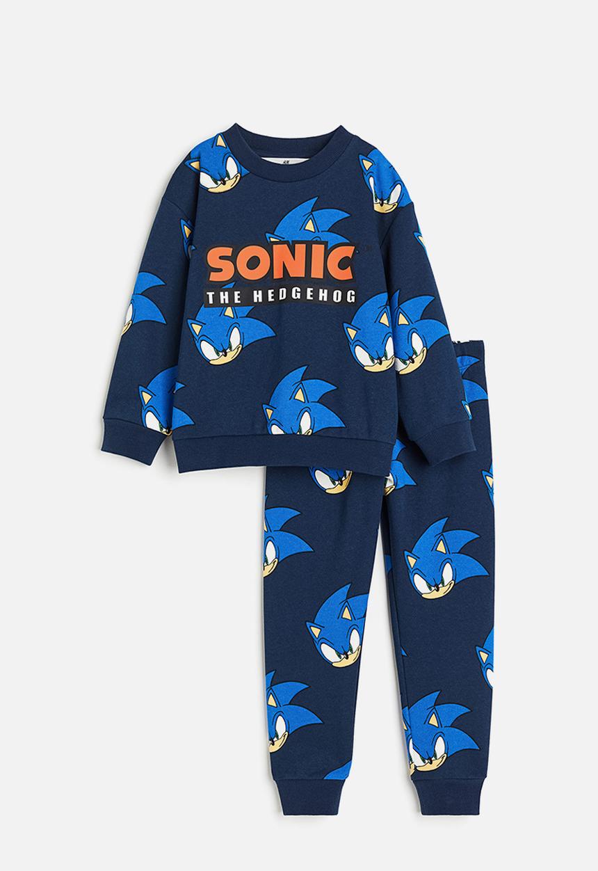 H&M - 2-Piece printed sweatshirt set - dark blue/sonic the hedgehog