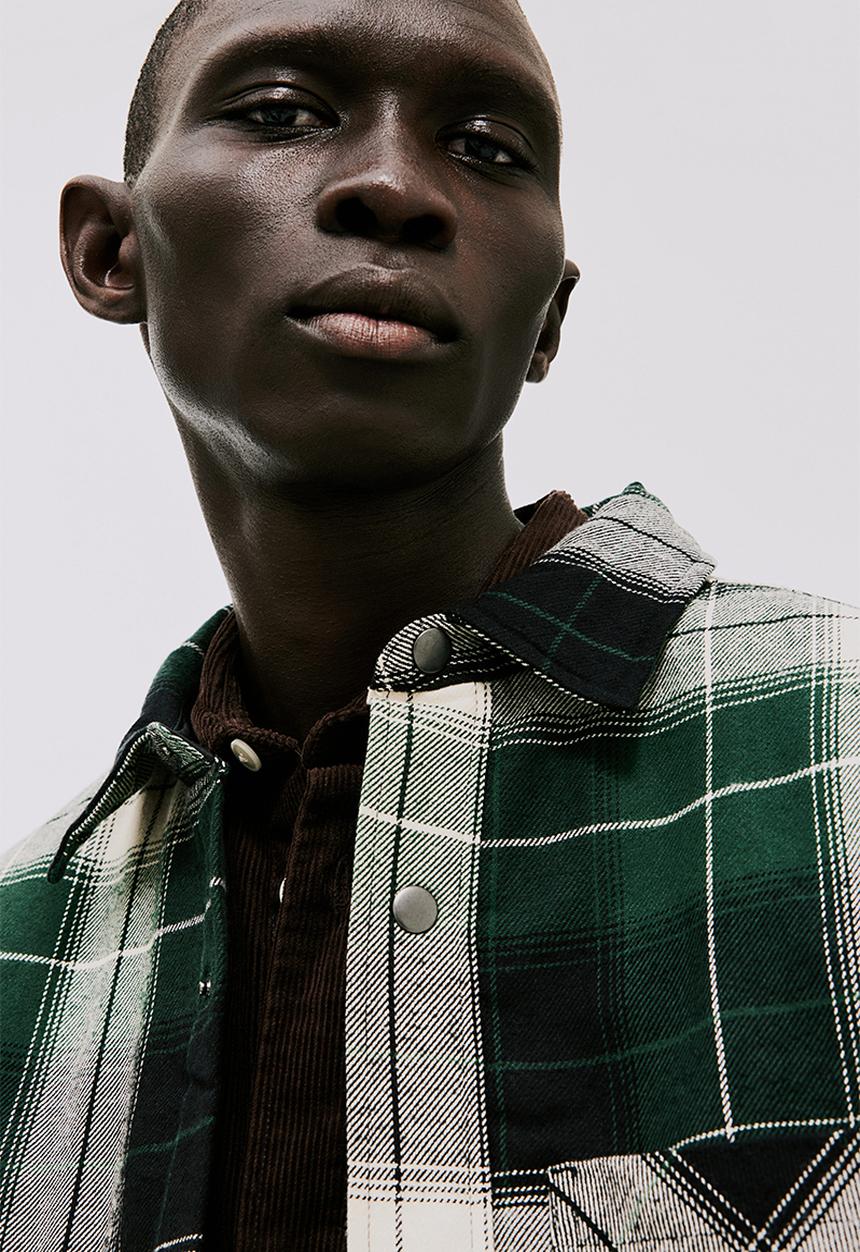H&M - Padded overshirt - green checked 