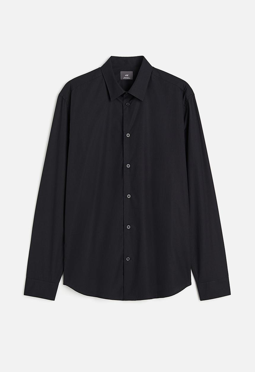 H&M - Regular fit poplin shirt - black