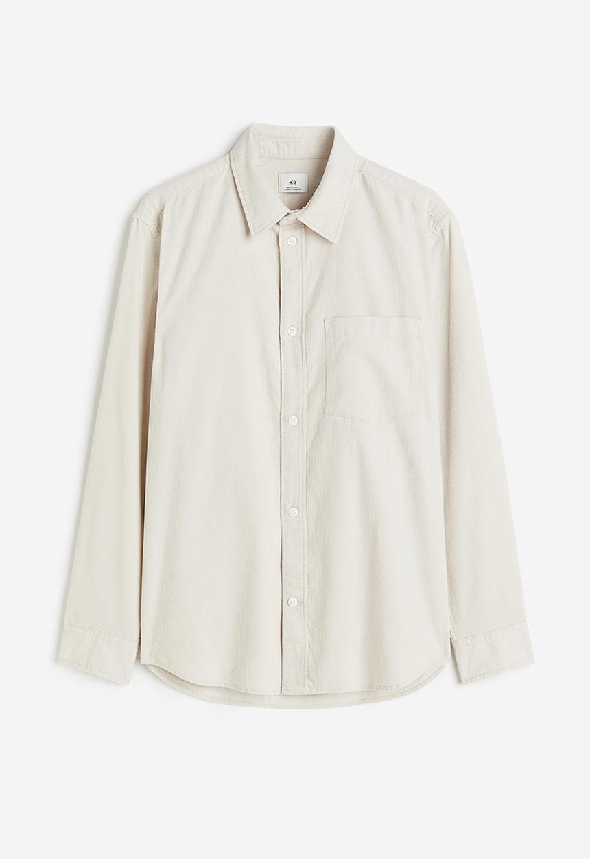H&M - Regular fit corduroy shirt - light beige