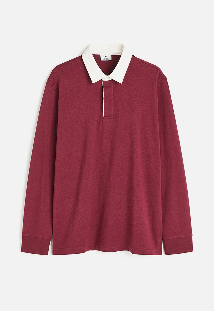 H&M - Regular fit cotton rugby shirt - dark red
