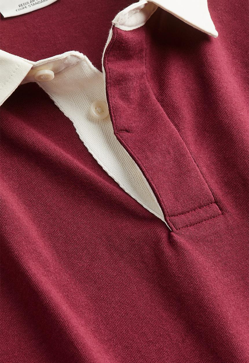 H&M - Regular fit cotton rugby shirt - dark red