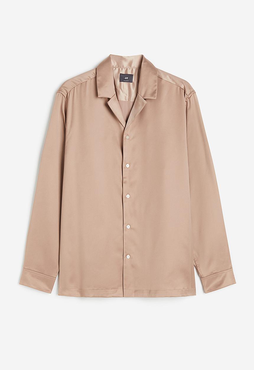 H&M - Regular fit satin resort shirt - beige