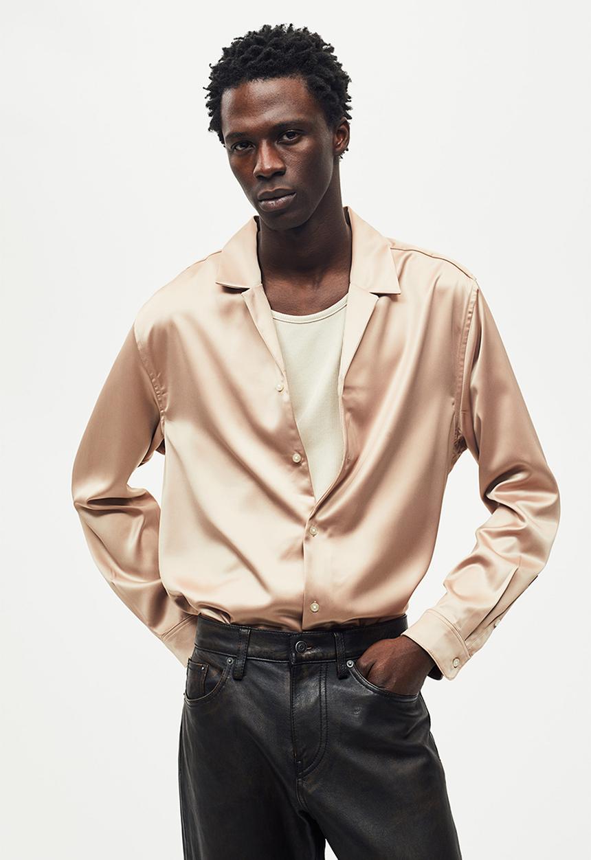 H&M - Regular fit satin resort shirt - beige