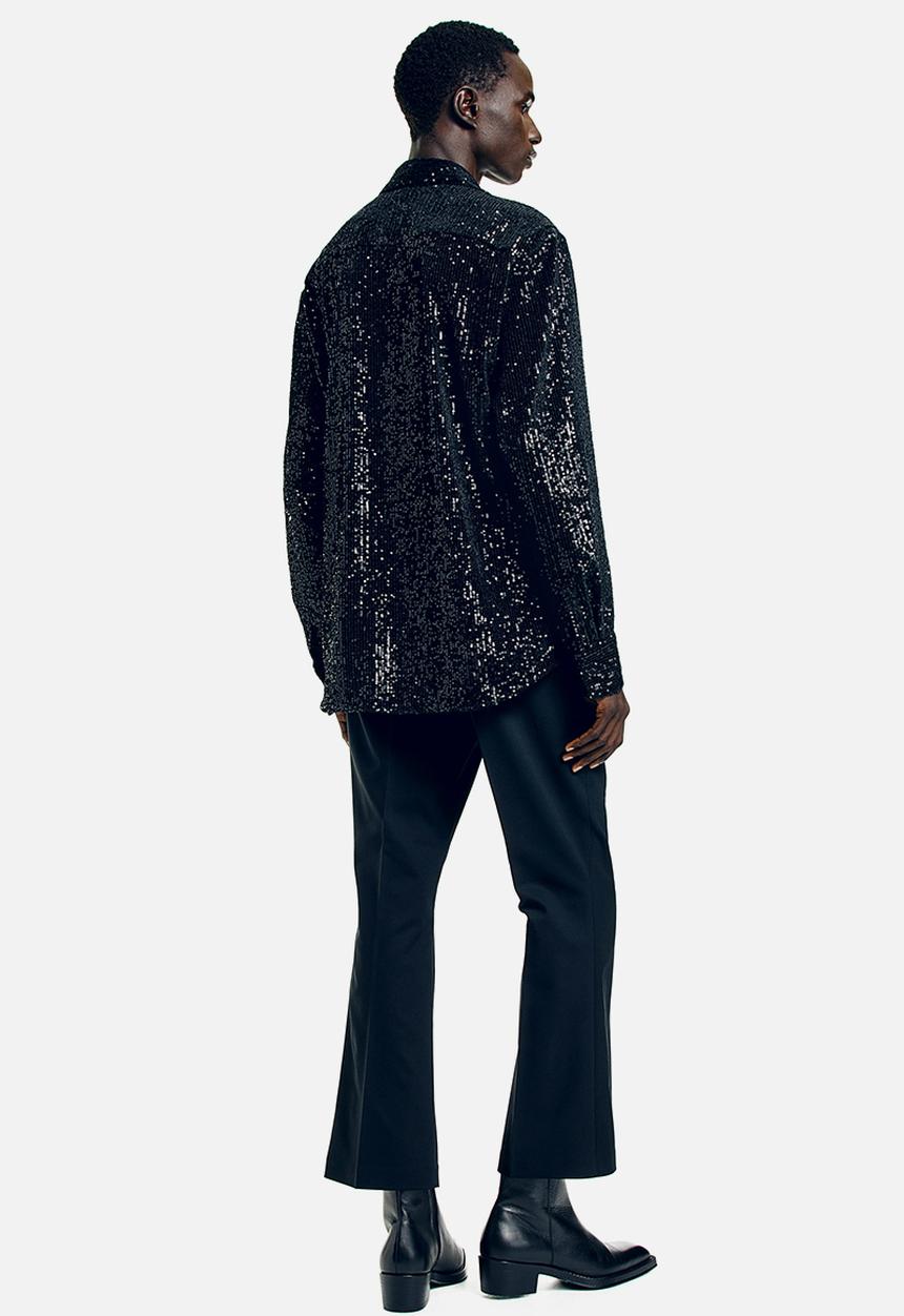 H&M - Regular fit sequined shirt - black
