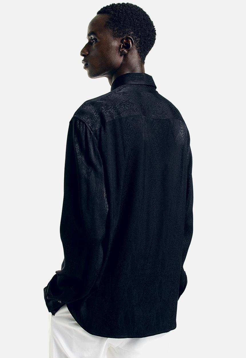 H&M - Regular fit jacquard-weave shirt - black patterned