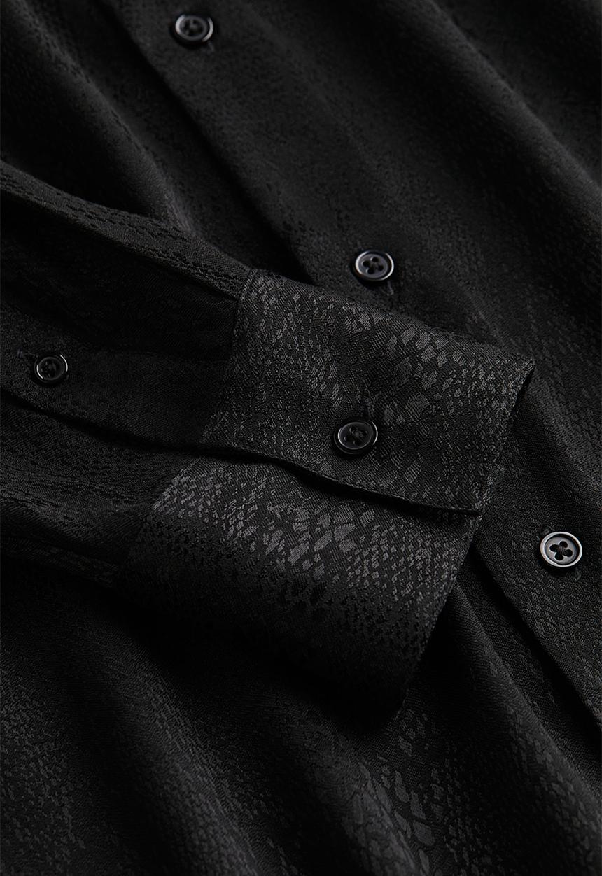 H&M - Regular fit jacquard-weave shirt - black patterned