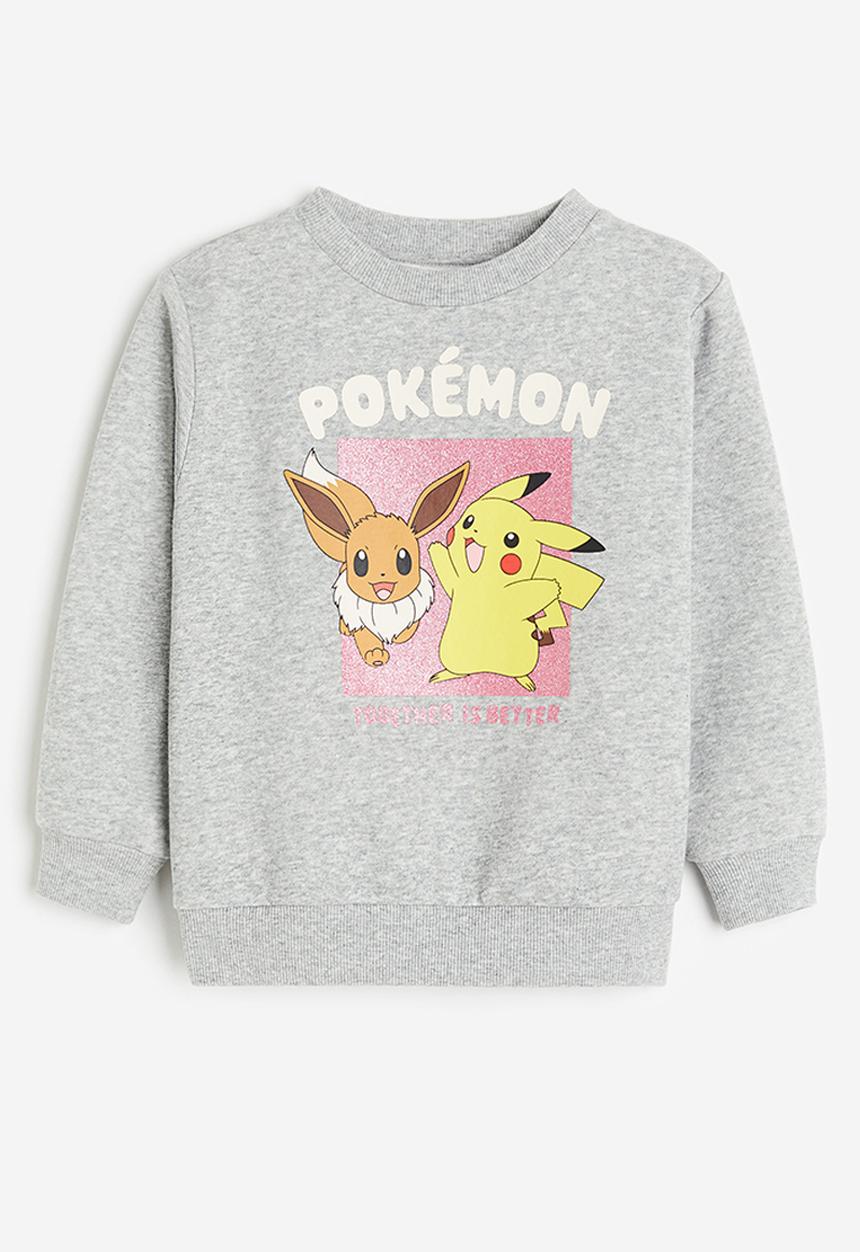 H&M - Printed sweatshirt - light grey/pokémon