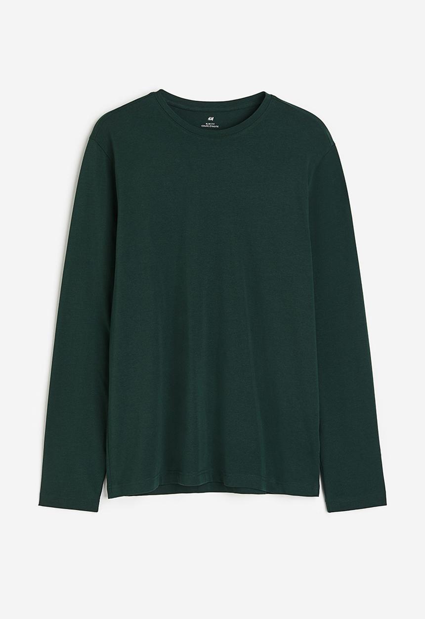 H&M - Slim fit jersey top - forest green