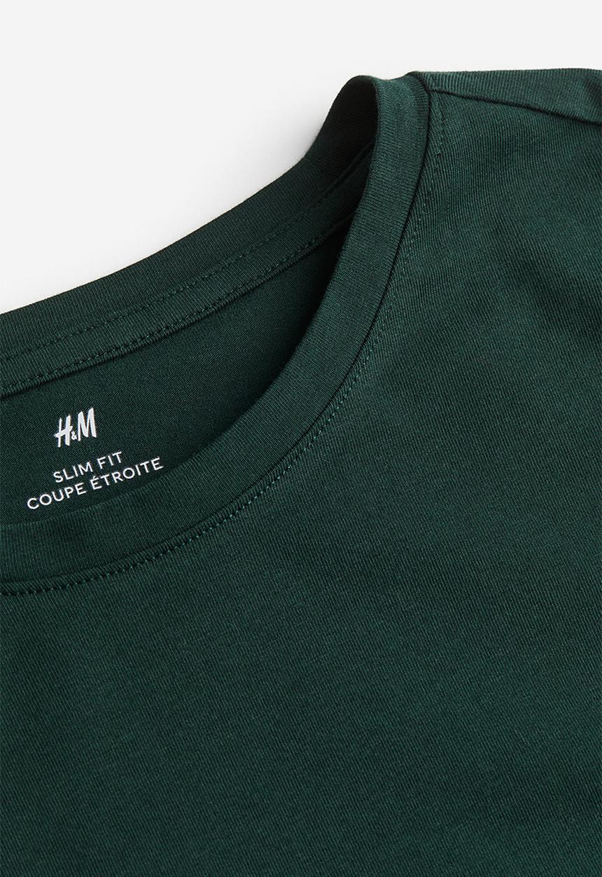H&M - Slim fit jersey top - forest green