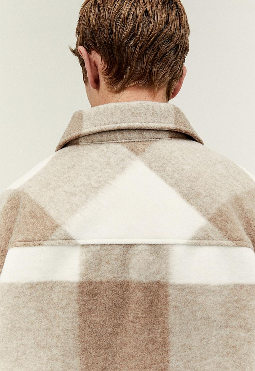 H&M - Relaxed fit overshirt - beige checked