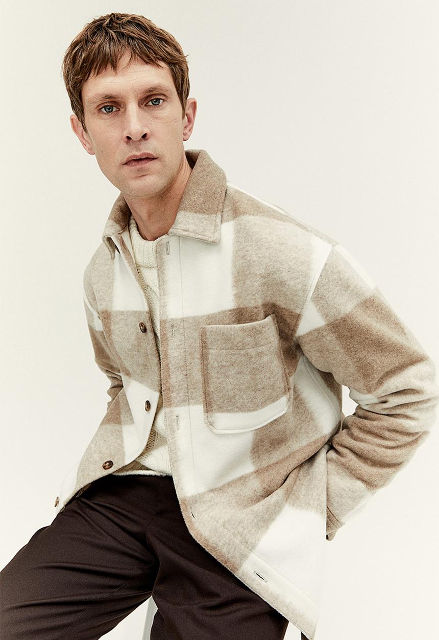 H&M - Relaxed fit overshirt - beige checked