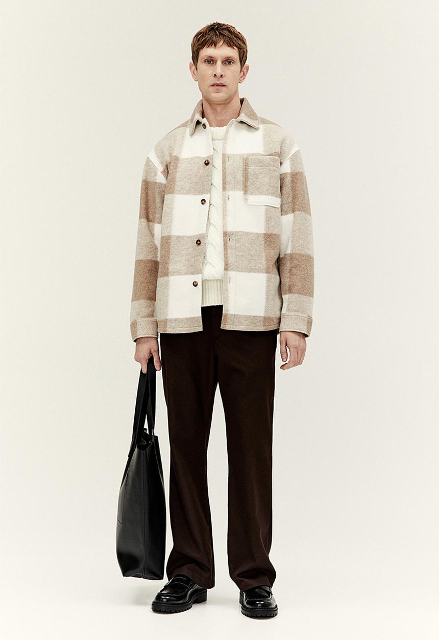 H&M - Relaxed fit overshirt - beige checked