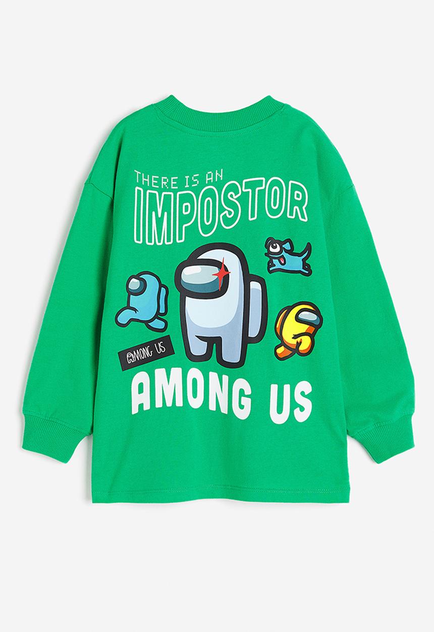 H&M - Printed long-sleeved T-shirt - bright green/among us