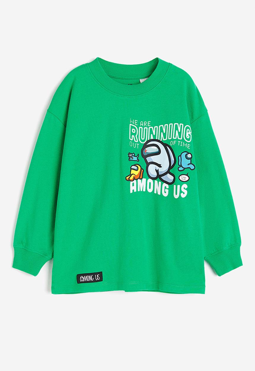 H&M - Printed long-sleeved T-shirt - bright green/among us