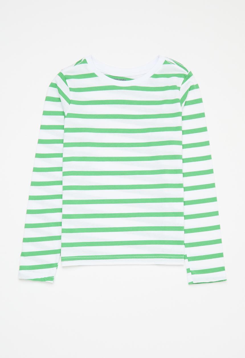 Pop Candy - 2 Pack l/s graphic tee - green & white stripe