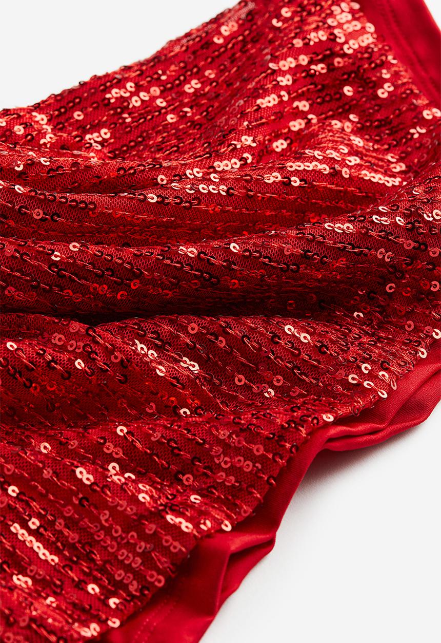 H&M - Long-sleeved dress - red sequins