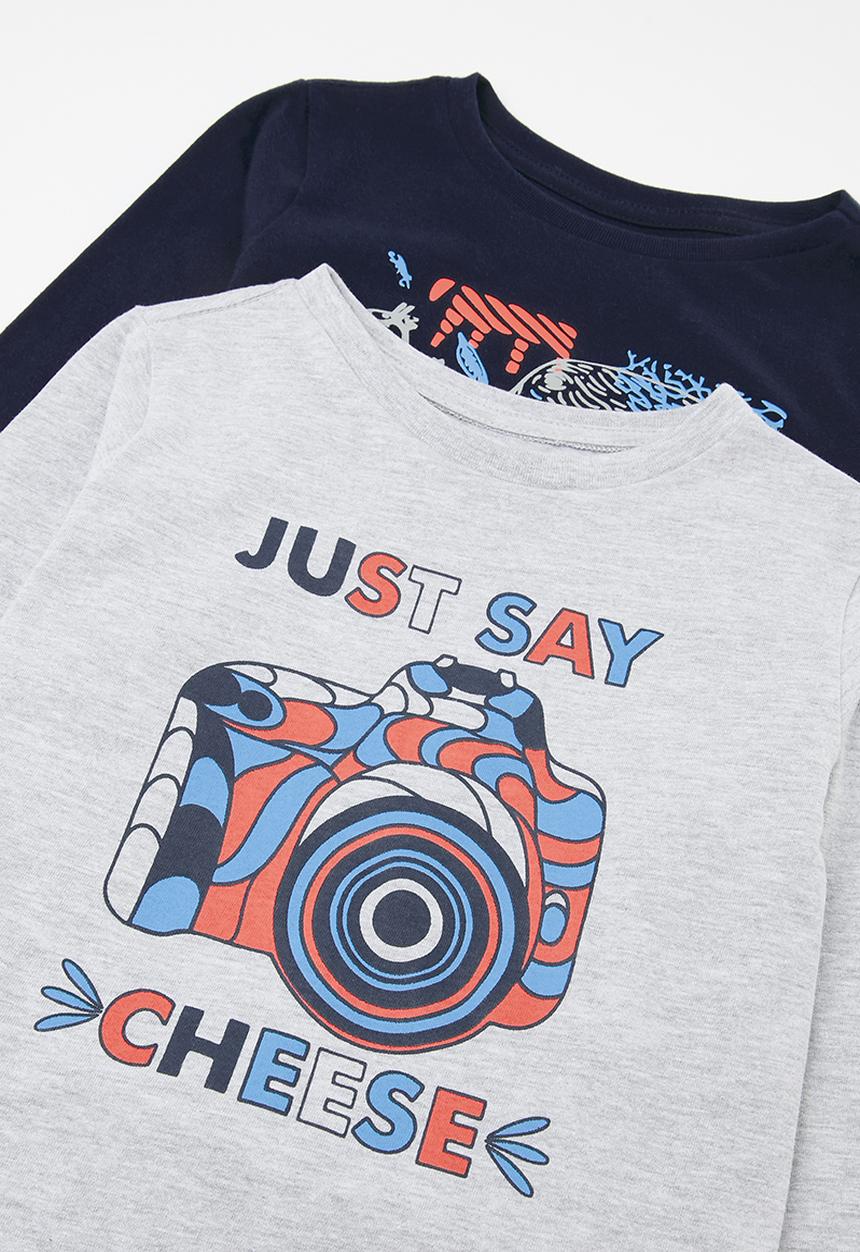 Pop Candy - 2 Pack l/s graphic tee - navy & grey