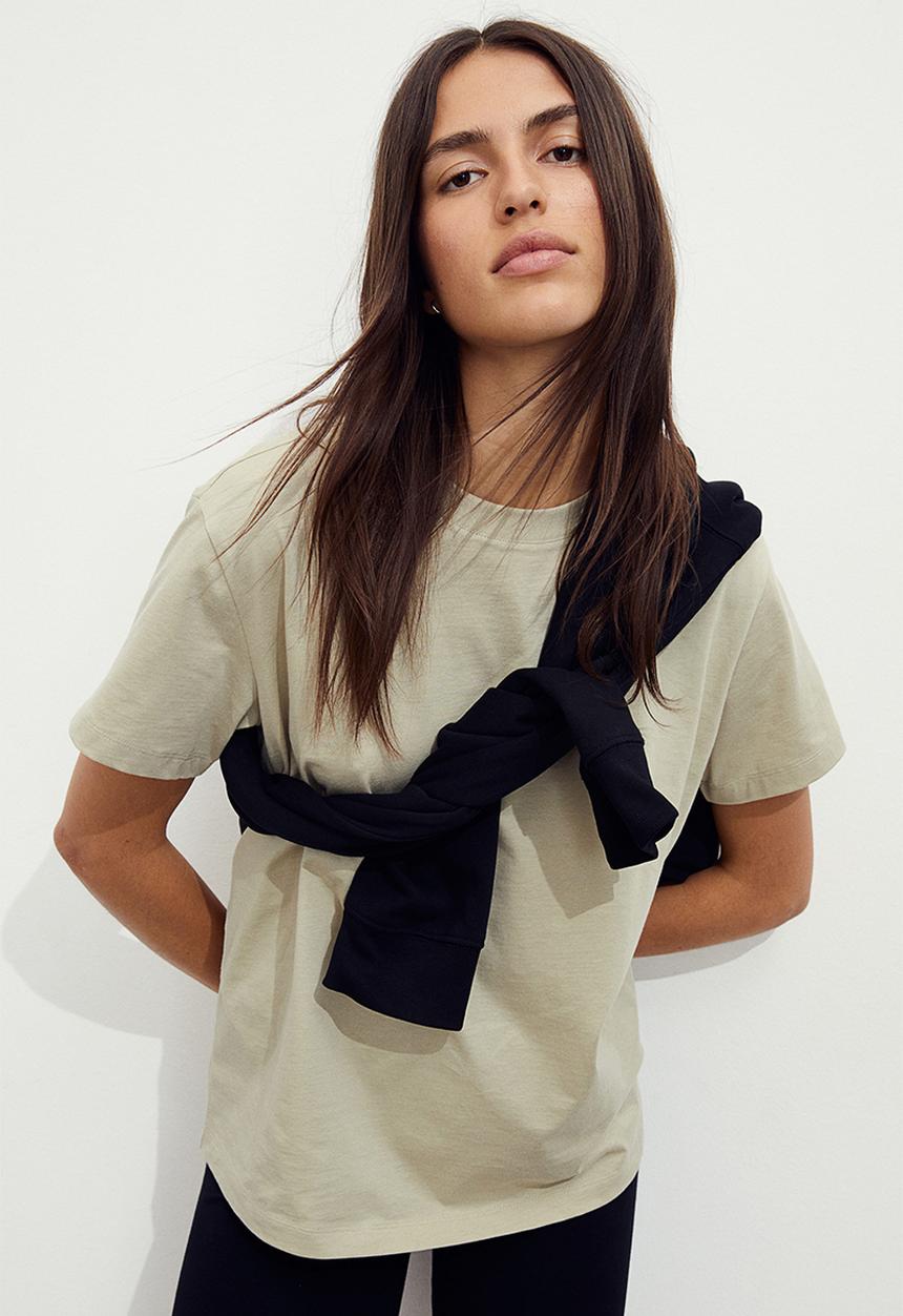 H&M - Cotton t-shirt - light khaki green