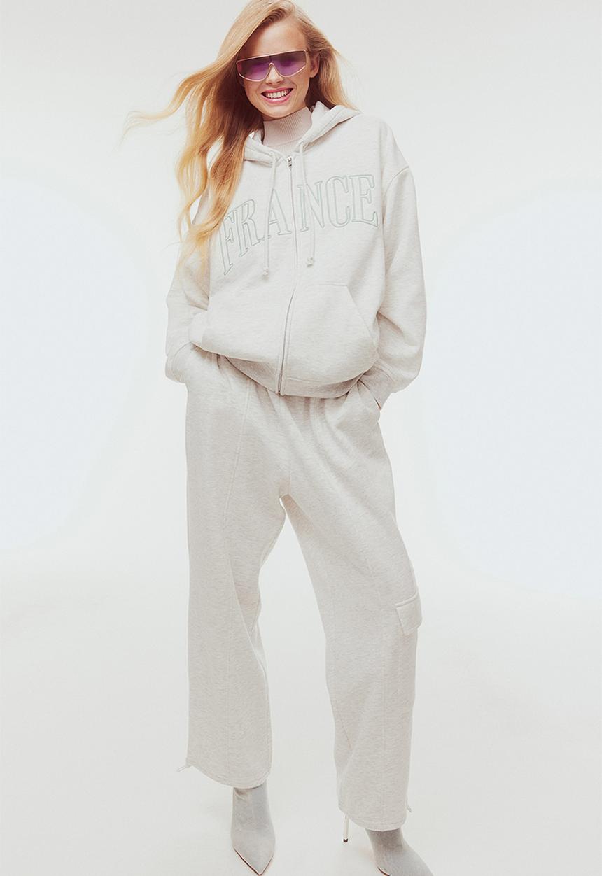 H&M - Cargo sweatpants - light grey marl