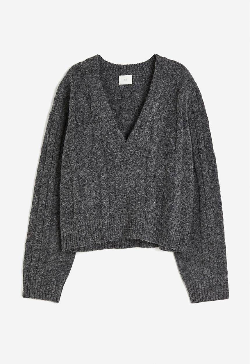 H&M - Cable-knit jumper - dark grey marl