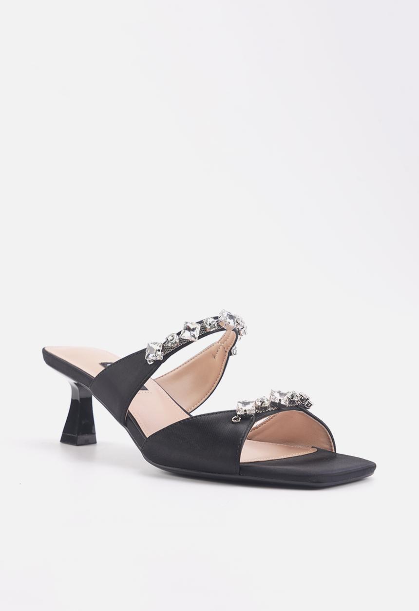 Nine West - Granile slip on satin heel - black