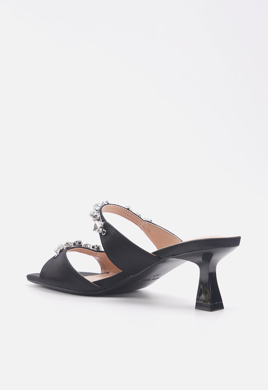 Nine West - Granile slip on satin heel - black