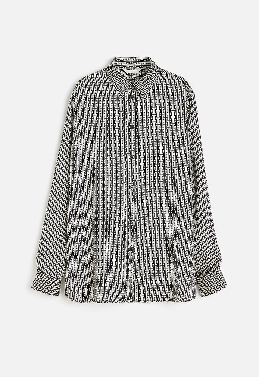 H&M - Oversized blouse -  light beige patterned