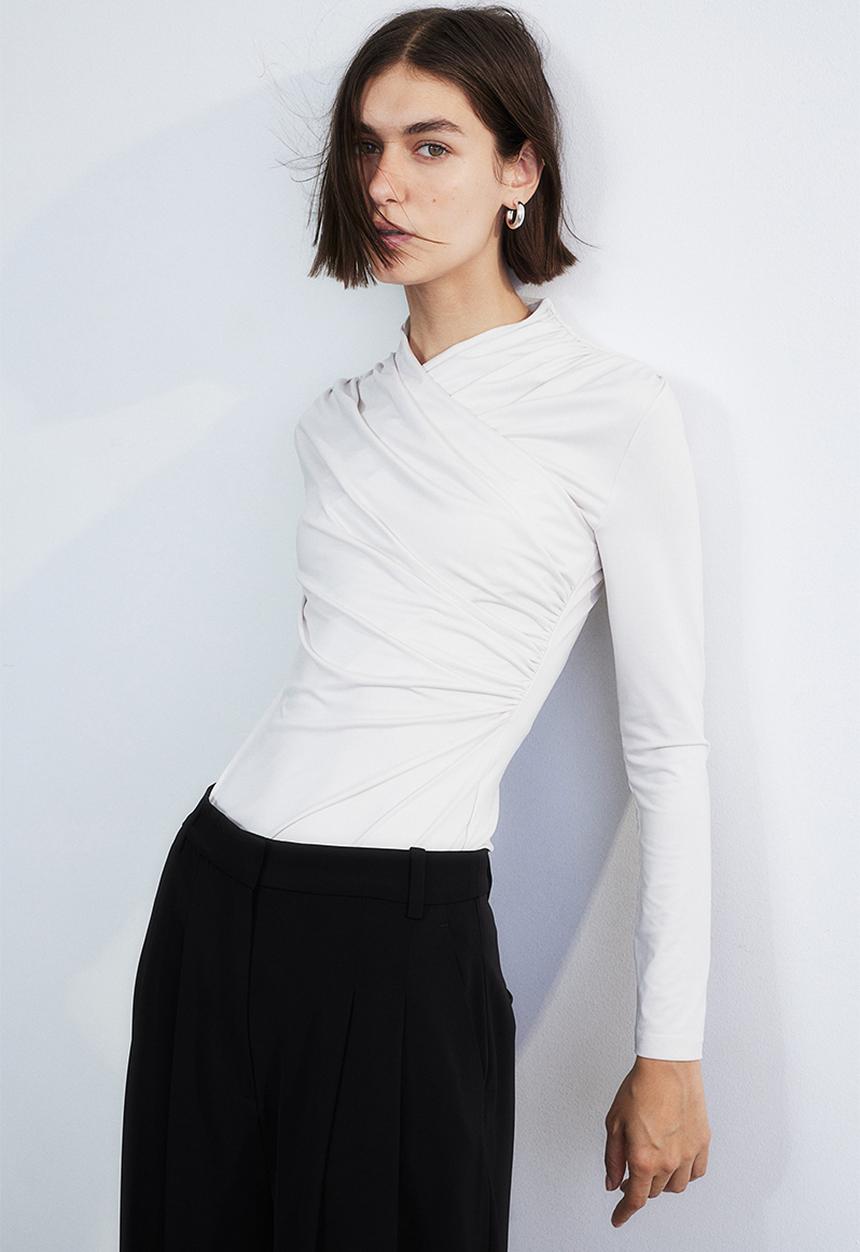 H&M - Jersey wrap top - cream
