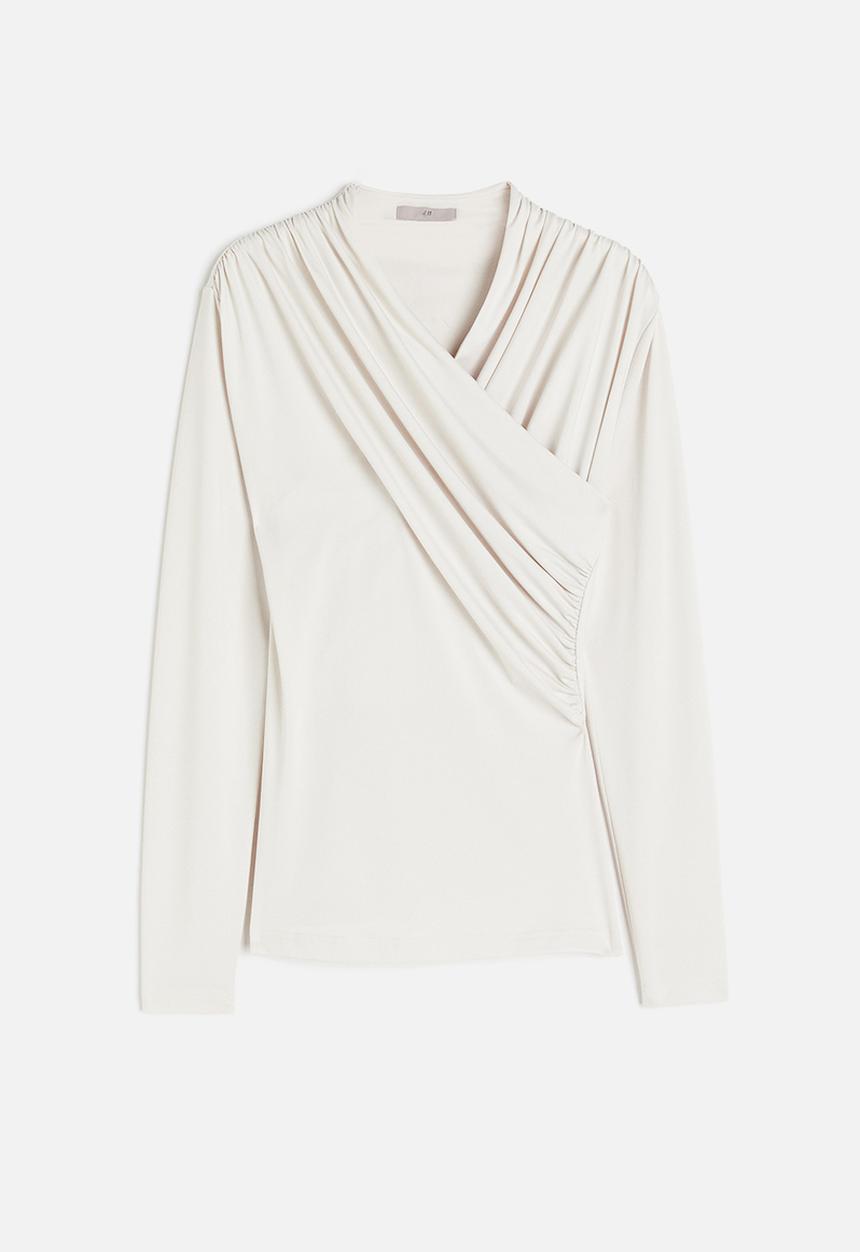 H&M - Jersey wrap top - cream