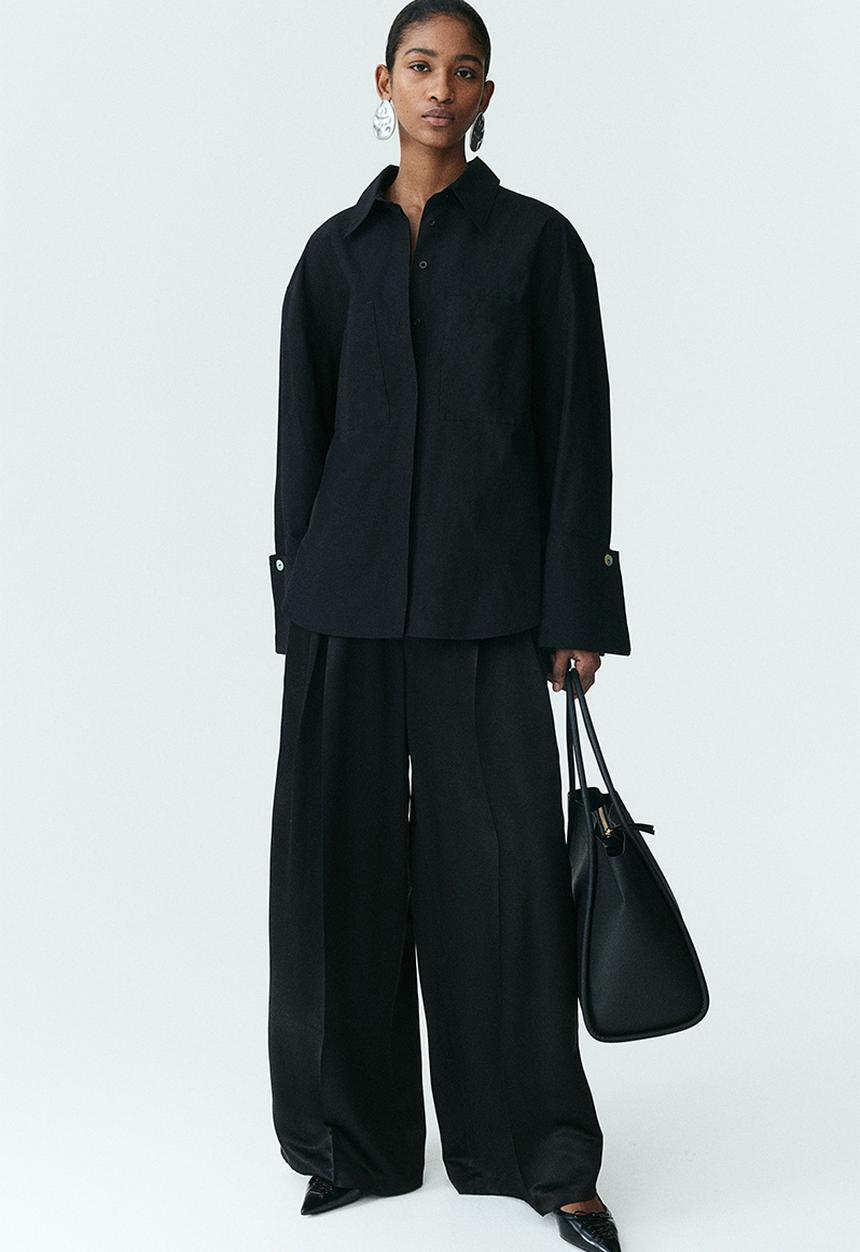 H&M - Oversized cotton shirt - black