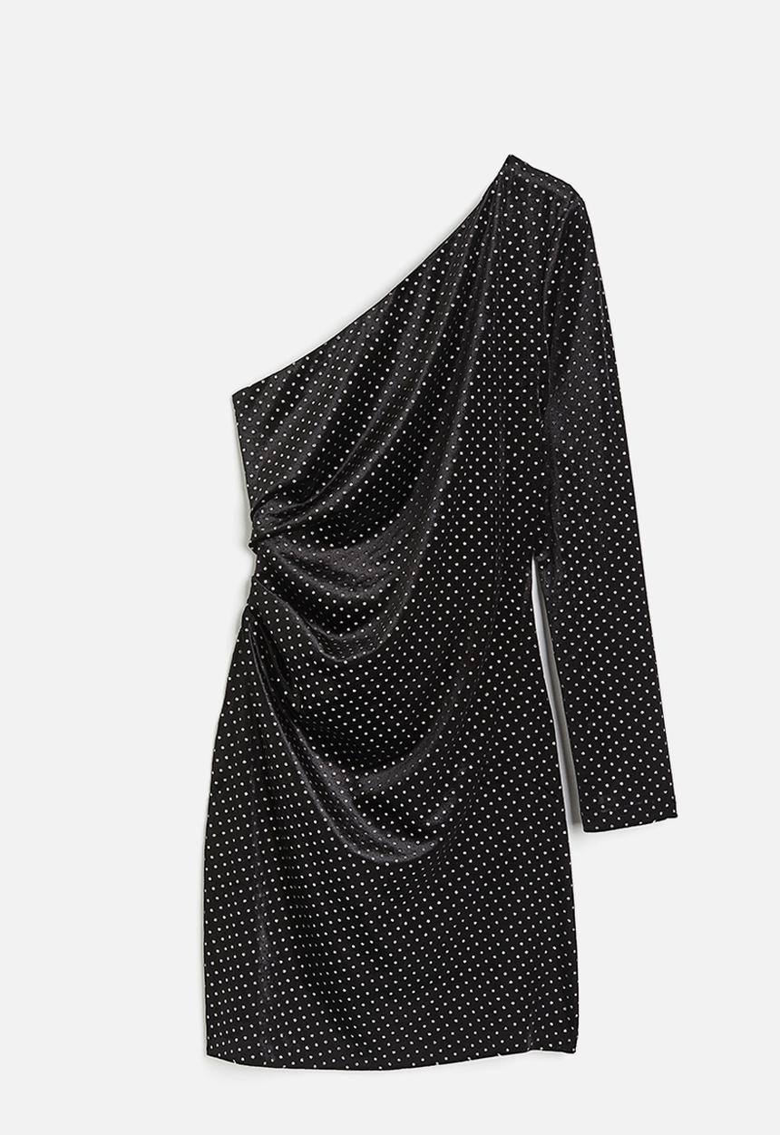 H&M - One-shoulder bodycon dress - black glittery