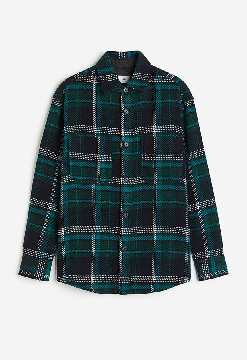 H&M - Relaxed fit overshirt - dark turquoise checked
