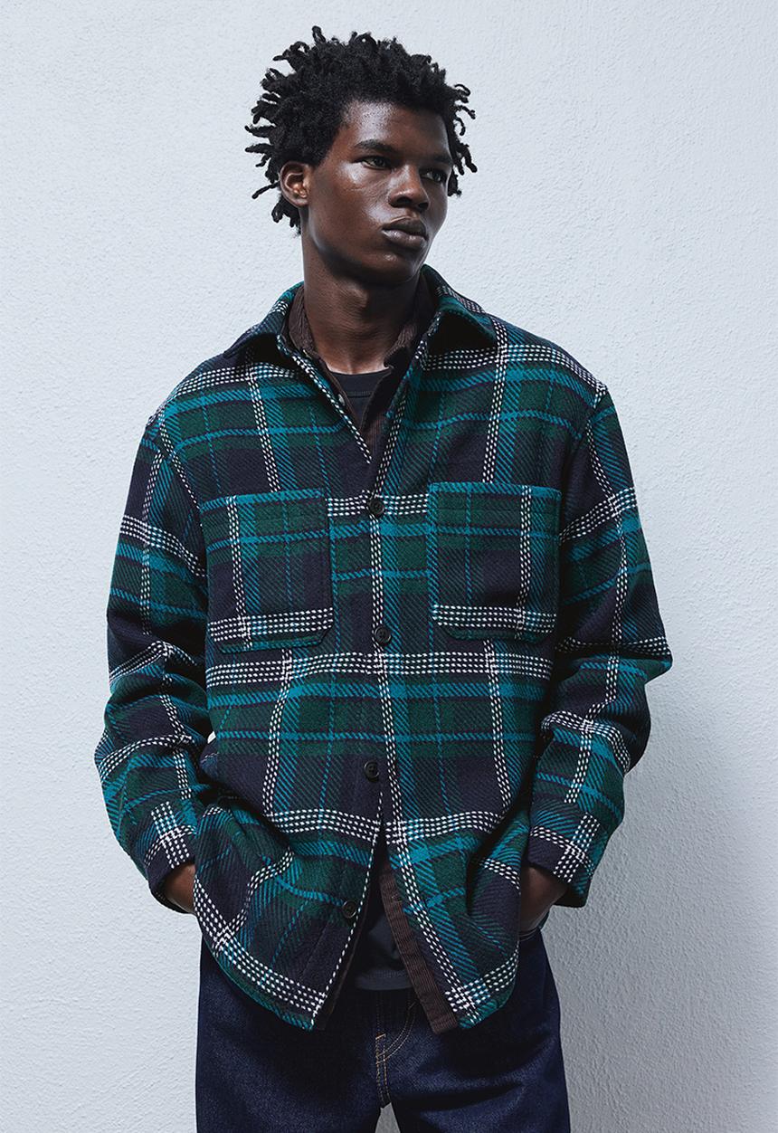 H&M - Relaxed fit overshirt - dark turquoise checked