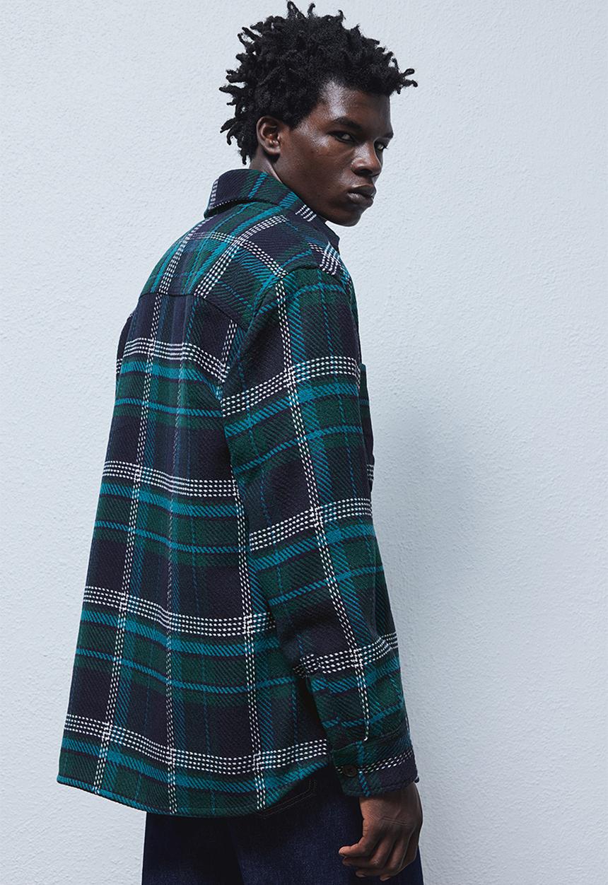 H&M - Relaxed fit overshirt - dark turquoise checked