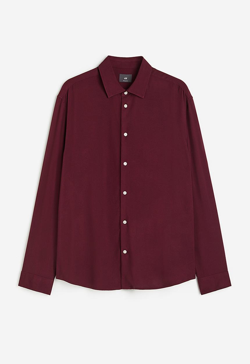 H&M - Regular fit viscose shirt - dark red