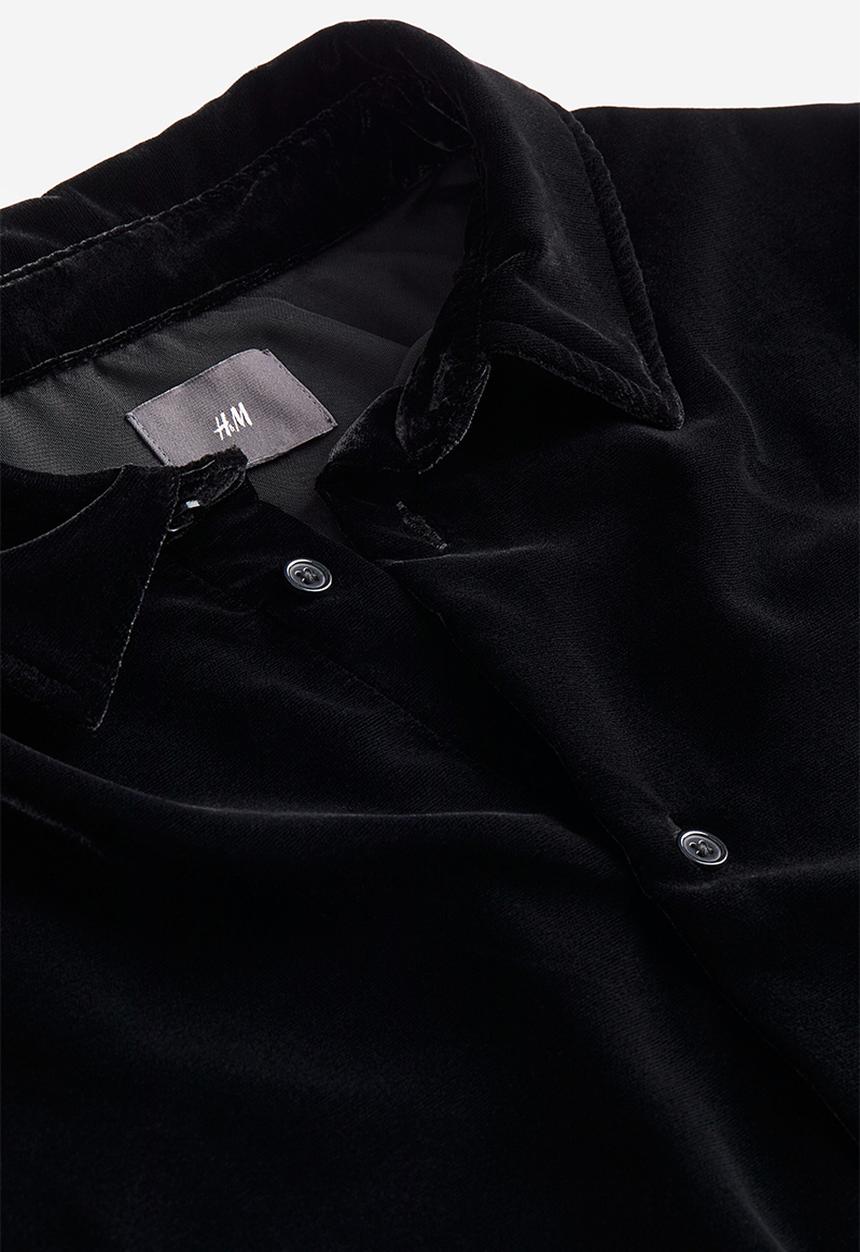H&M - Regular fit velvet shirt - black