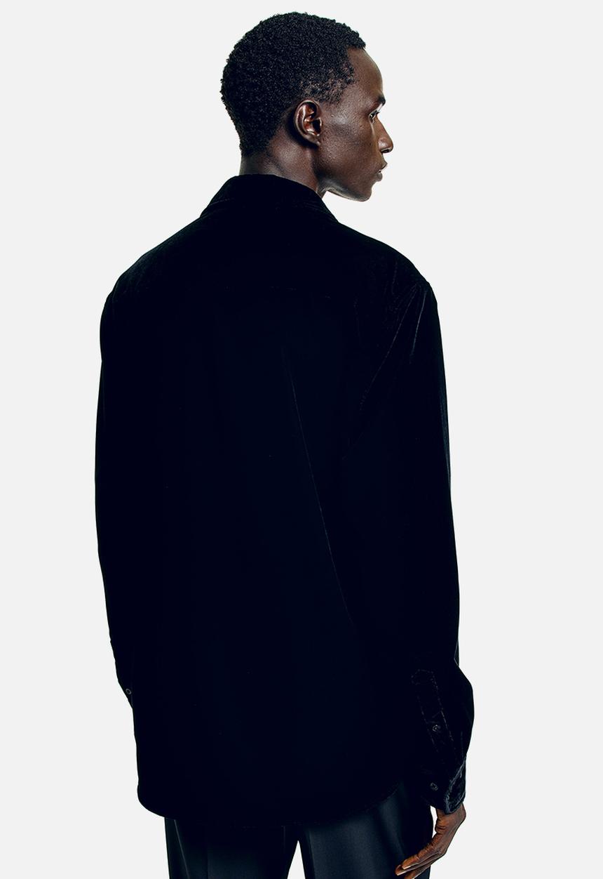 H&M - Regular fit velvet shirt - black