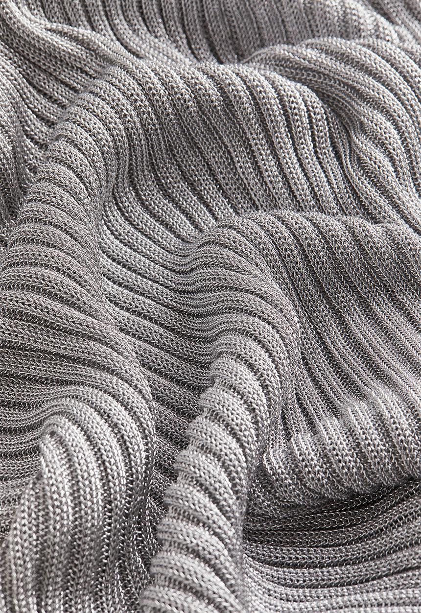 H&M - Shimmering rib-knit dress - silver-coloured