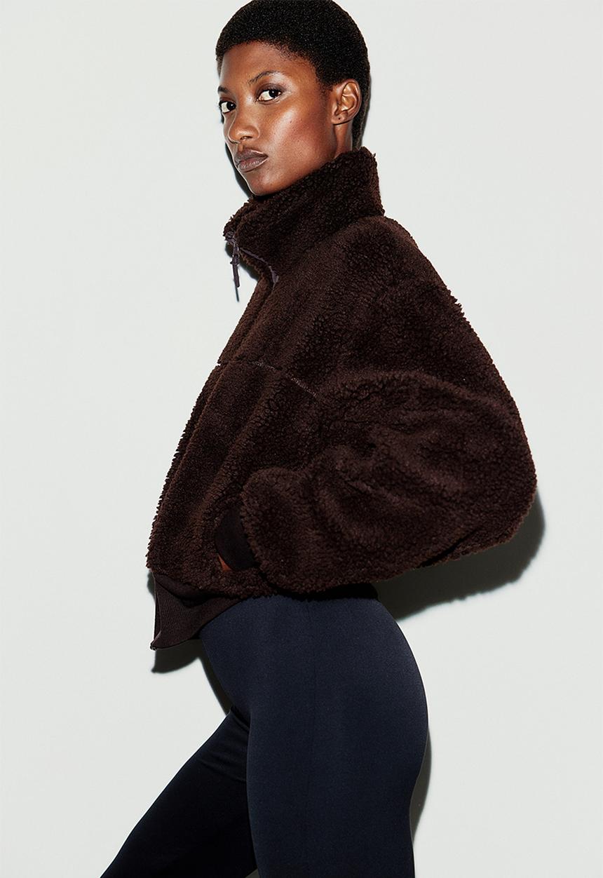 H&M - Zip-through teddy top - dark brown