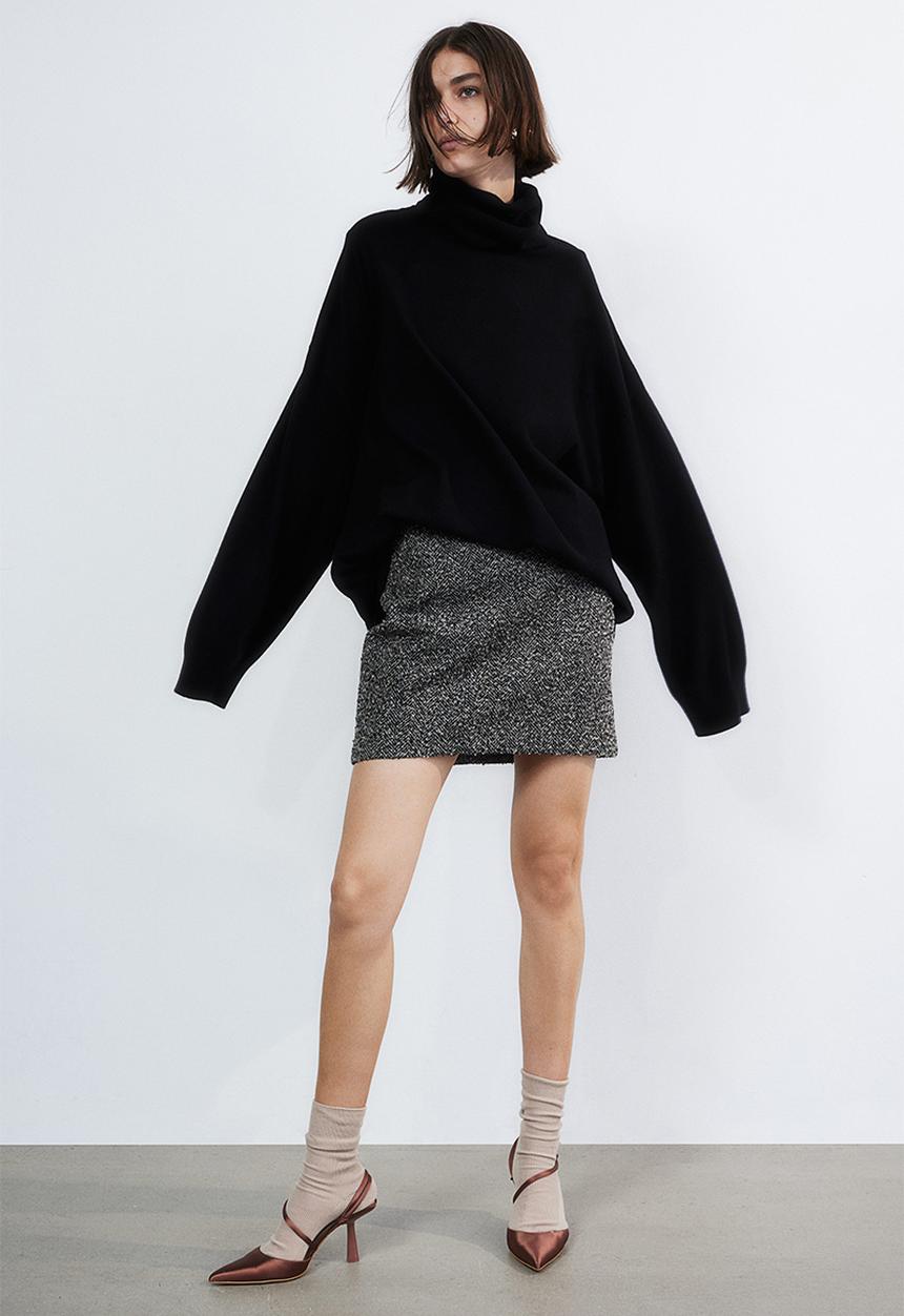 H&M - Textured mini skirt - dark grey