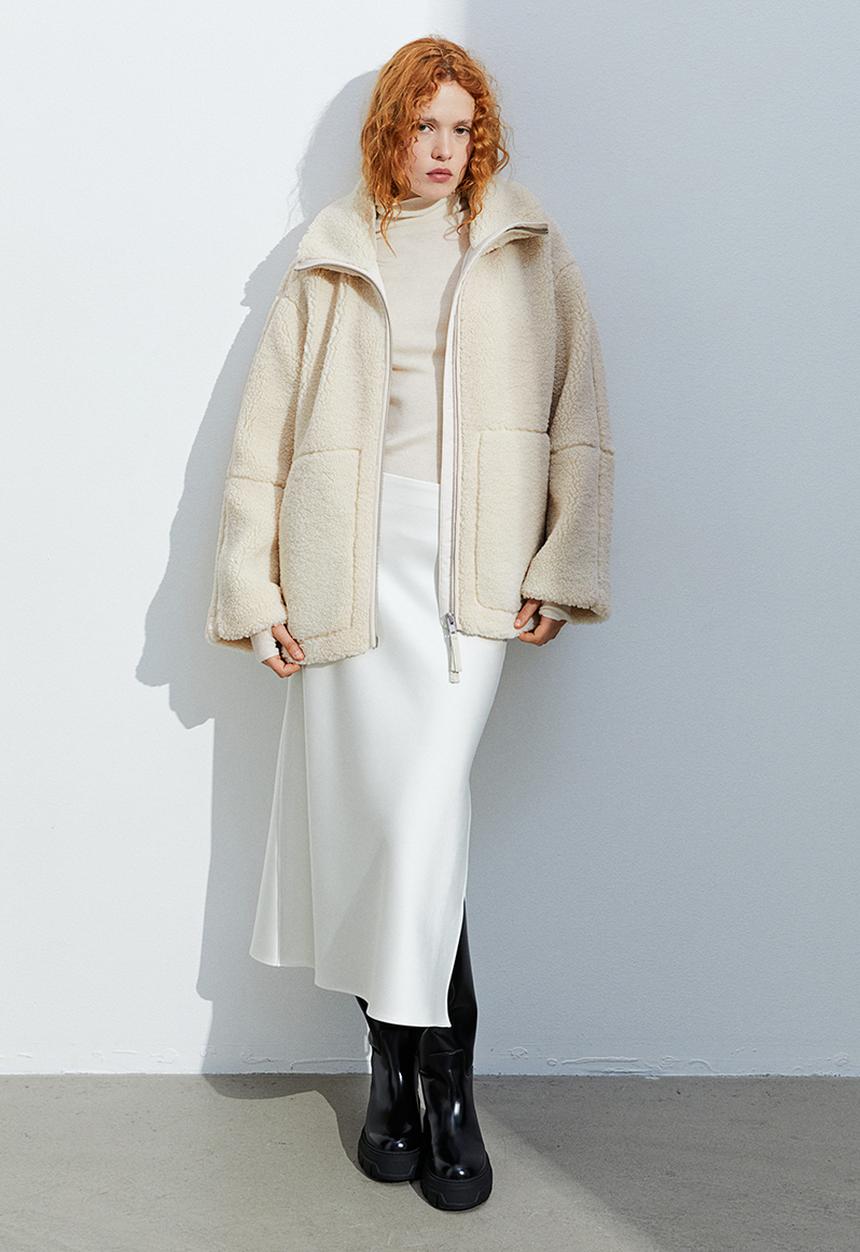 H&M - Zip-through teddy jacket - light beige