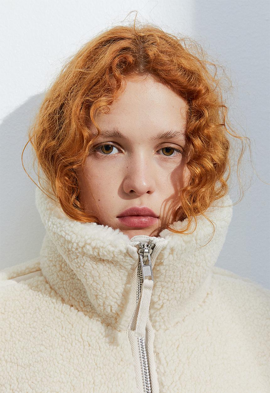 H&M - Zip-through teddy jacket - light beige