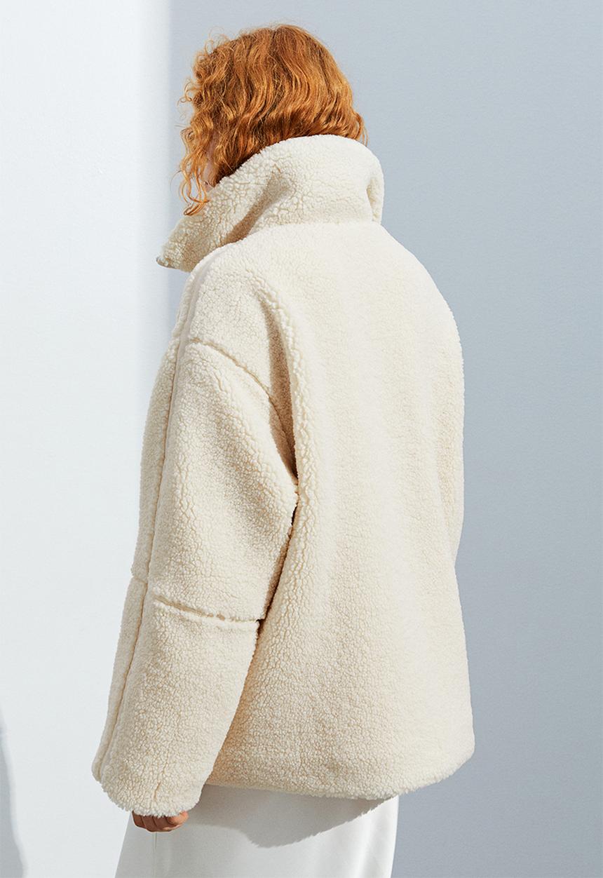 H&M - Zip-through teddy jacket - light beige