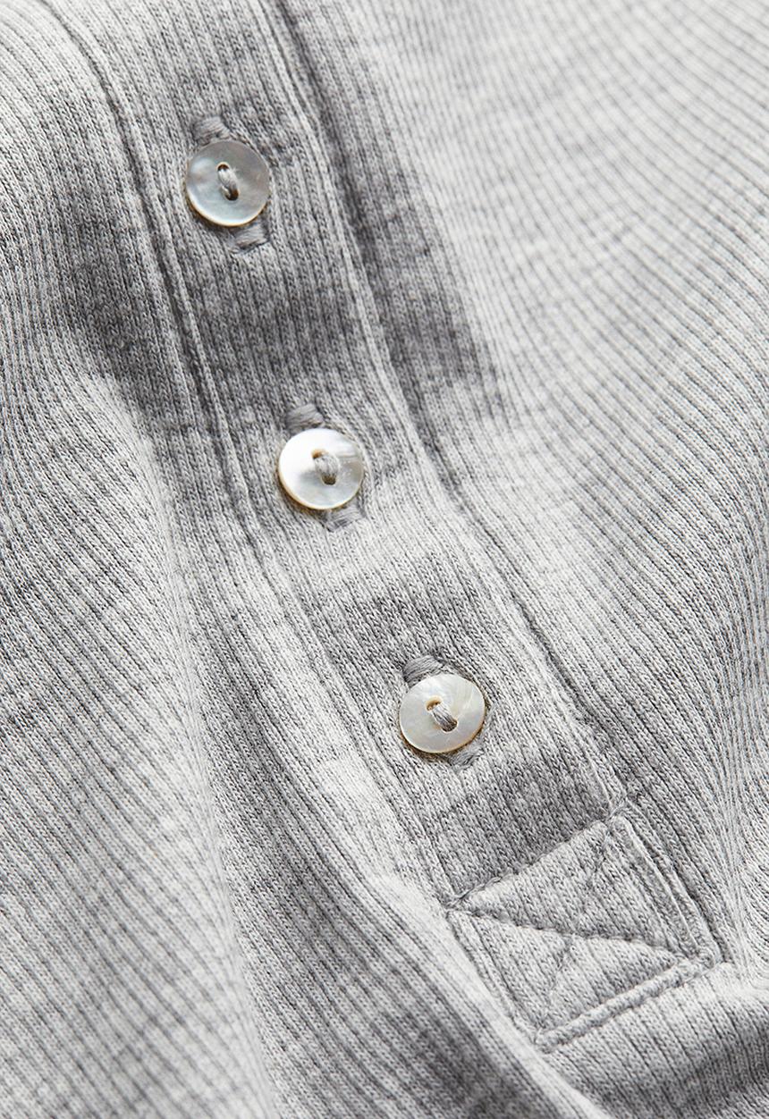 H&M - Ribbed henley top - light grey marl