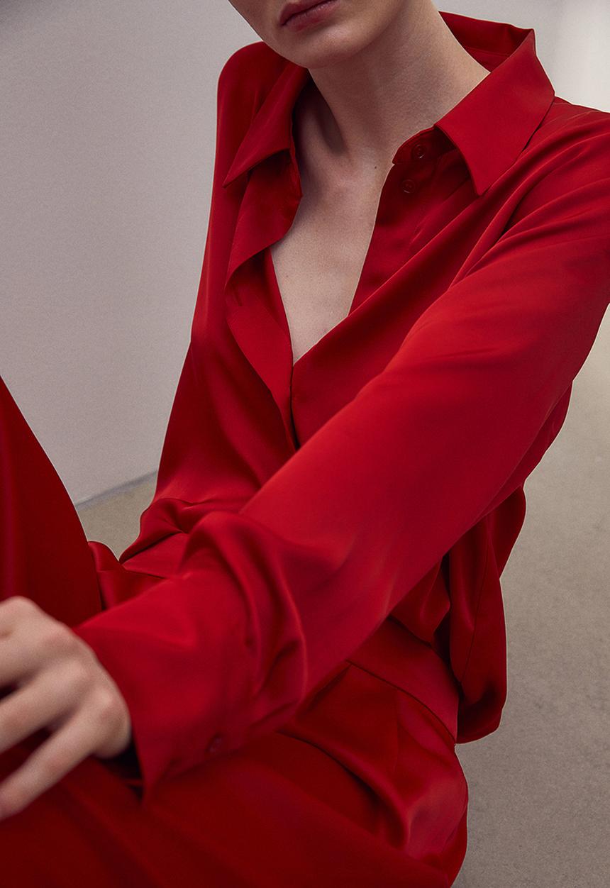 H&M - Pointed-collar shirt - red