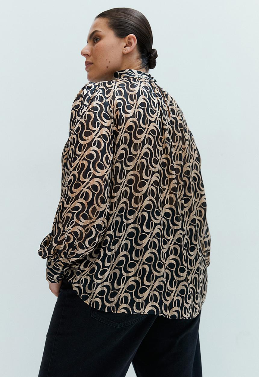 H&M - Patterned blouse - black/beige patterned