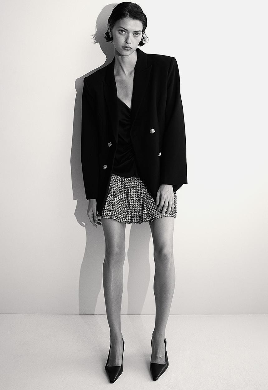 H&M - Pleated mini skirt - black/checked