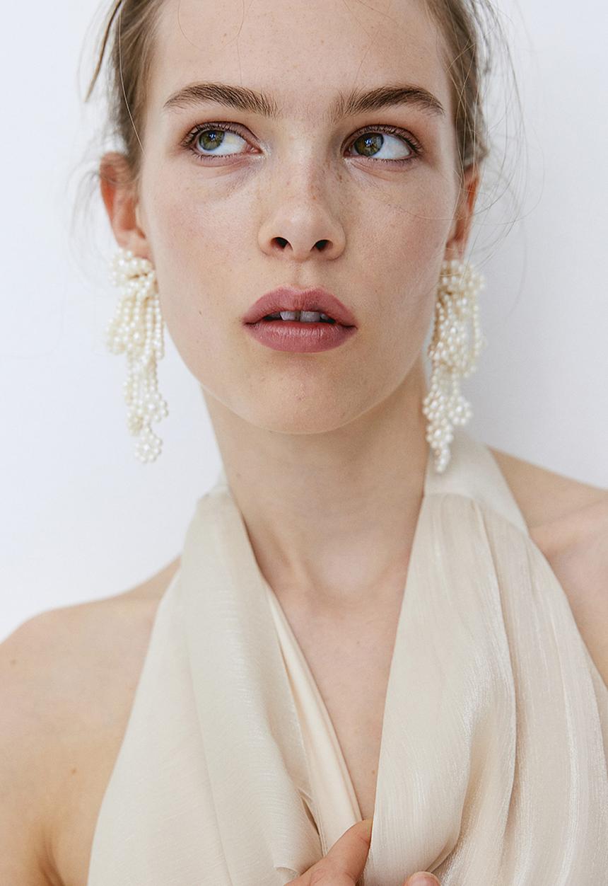 H&M - Satin halterneck top - light beige